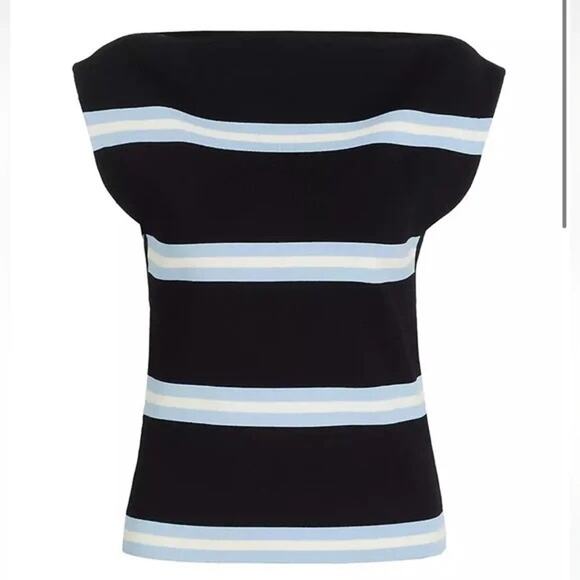 Tanya Taylor‎ NWT Zanita Knit Striped Shell Tank Black/Blue Size Large MSRP $345 - Picture 1 of 2